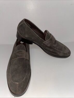 NWOT New Republic Men's Suede Penny Loafers in Chocolate Brown - Sz 11